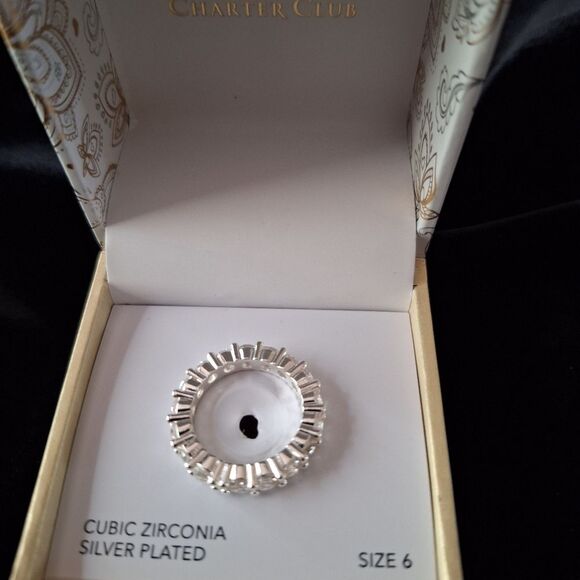 🎁Charter Club Silver Anniversary Eternity Ring Sz 6 - Picture 3 of 5